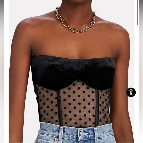 NWT ROZIE CORSETS Strapless Velvet Polka Dot Corset Size 42/ US Large - Picture 1 of 16